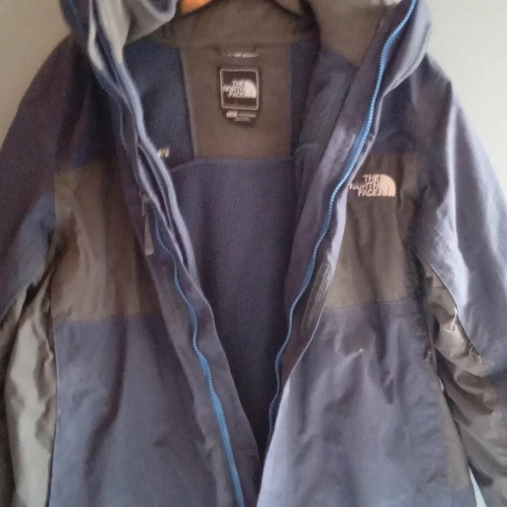 The North Face Mens Jacket Blue Brown Hooded Zip Up‎ Outdoor Casual Size Large